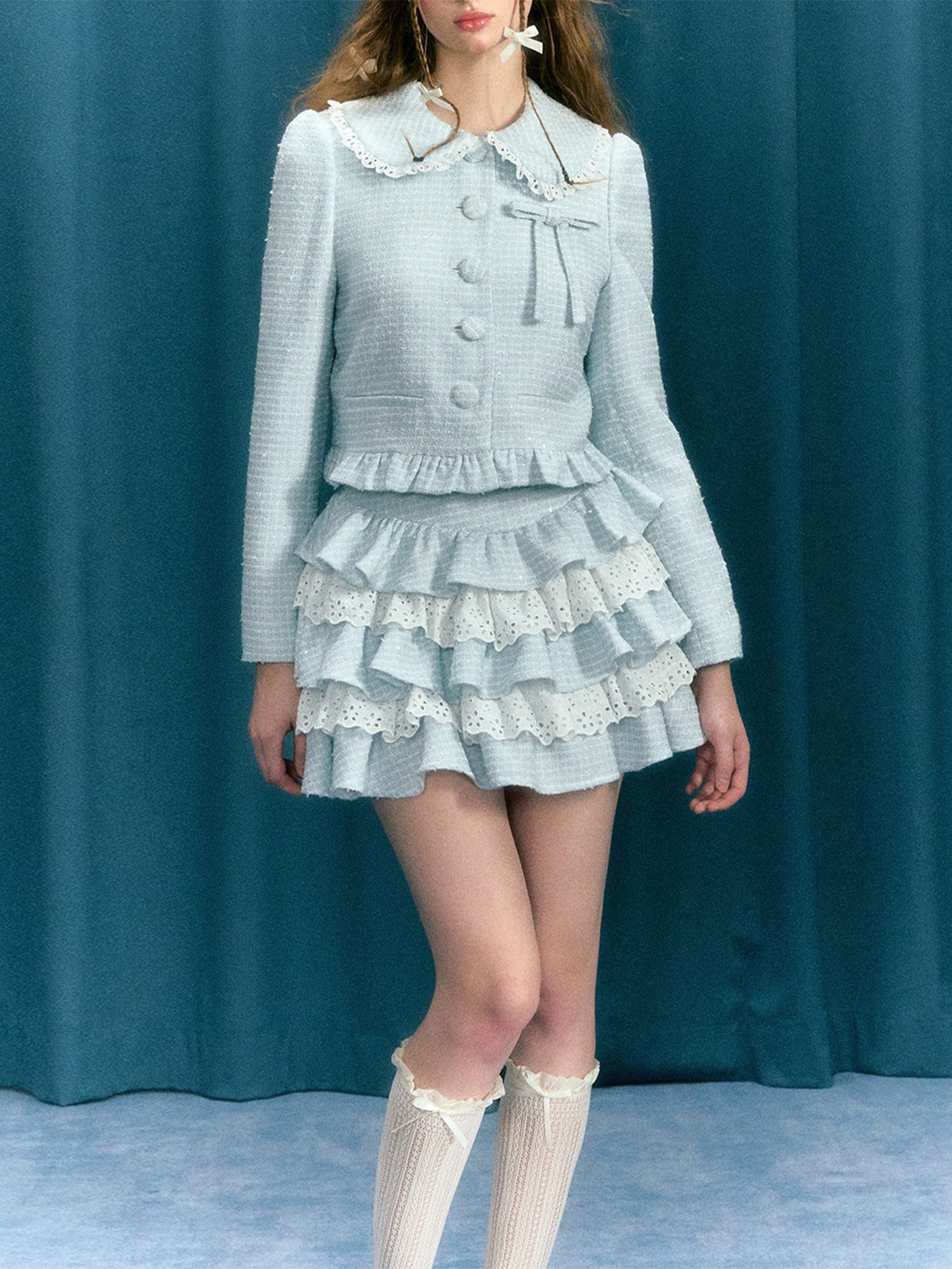 women's high waist lace mini skirt layered ruffles - Temu