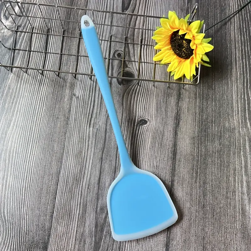 1pc heat resistant semi transparent silicone spatula with extended and handle suitable for non stick pans dishwasher safe kitchen cooking tool for stir frying eggs and fish Product details 4