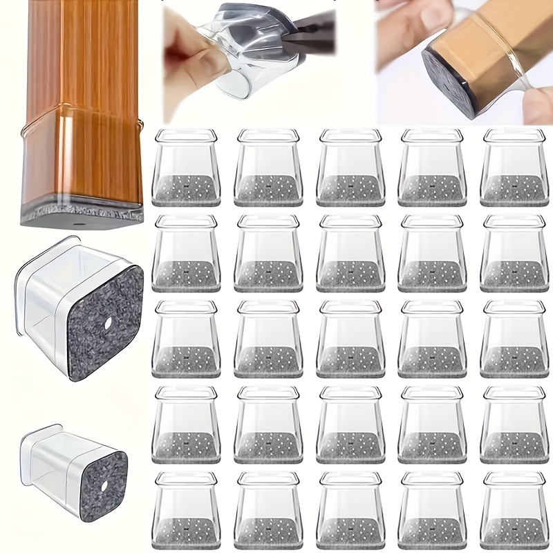 E-shop 32-teiliges Set Stuhlbein Schutzmatten, Silikon Stuhlbeinabdeckungen, Bodenfellmatten, Geräuschreduzierung, Gummi Stuhlbein Schutzmatten,