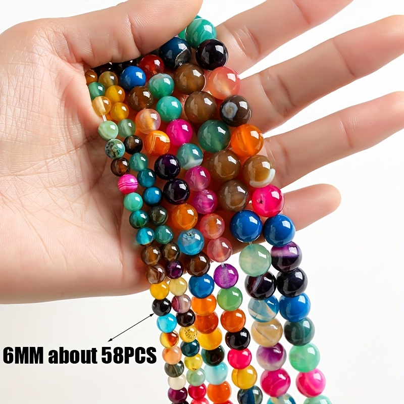 TEMU Natuurlijke Kleur Gemengde Edelsteen Ronde Kralen, voor Sieraden Maken en Cadeau voor Vriendin, Elastische Koord Armband Ketting Gebruik Echte