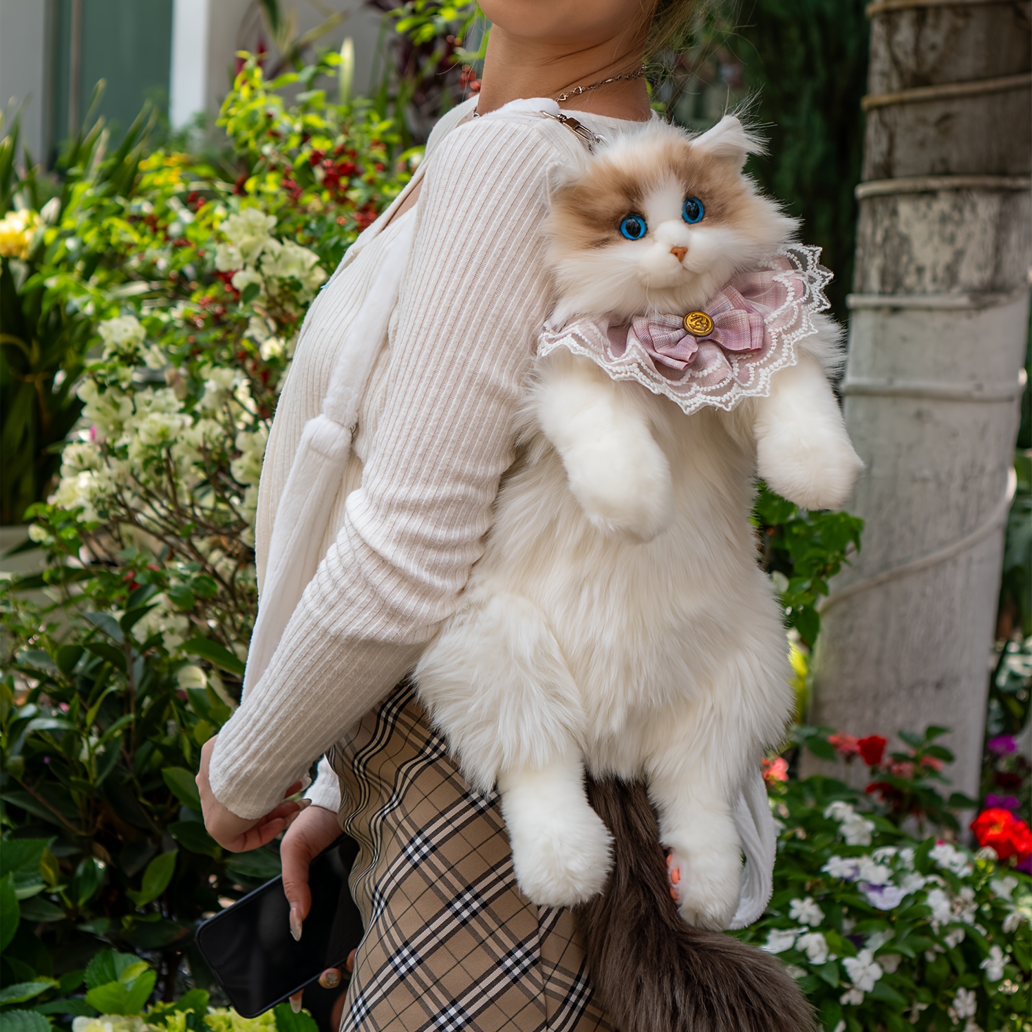 

Fashion Backpack Cat Shaped - Soft Plush, Realistic Design, Adjustable Straps - Ideal For Daily Use, Fashion Accessory & Gift For Cat Lovers, Women, Anniversaries, Christmas, And Halloween