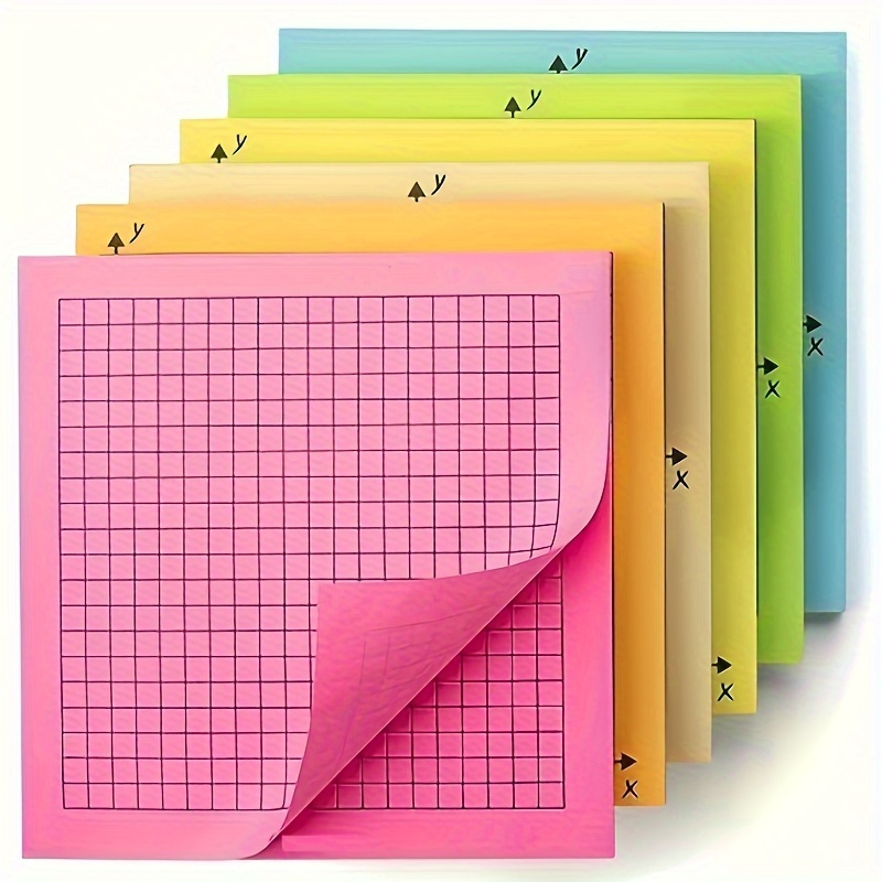 6/12/18pcs Paper Sticky Notes, 6/12/18 Pads, 3x3 Inch, Bright Colors, Sticky Notes, Math Paper, Graphing Sticky Notes, Grid Sticky Notes, Grid Notepad, Mini Paper