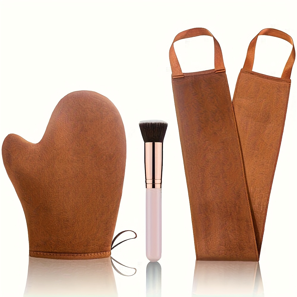 ANSPHIE Selbstbräuner-Set: Bräunungshandschuh & Pinsel – 2in1 Für Streifenfreie Bräune