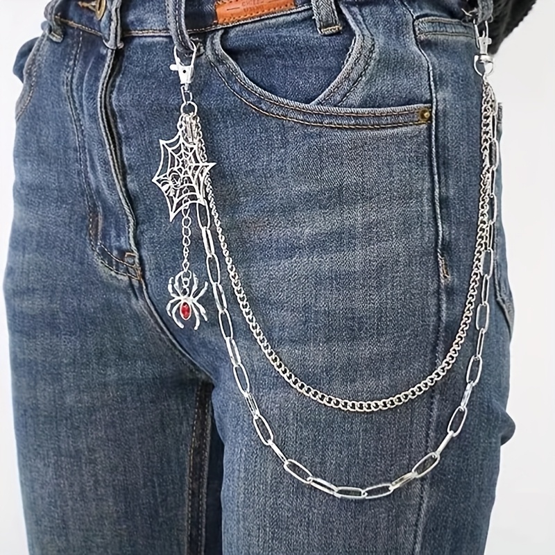 Double Layer Chain Pendant with Rhinestone Spider Web