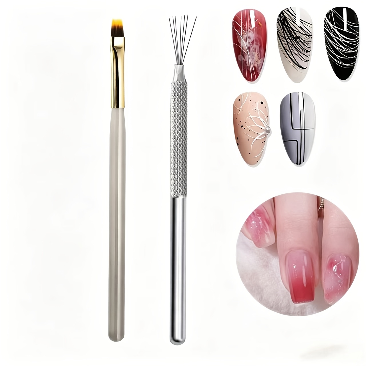 TEMU Épingles pliables en acier inoxydable, outils de nail art, outil de peinture en gel pour ongles - Pinceau de nail art parfait pour le dessin et