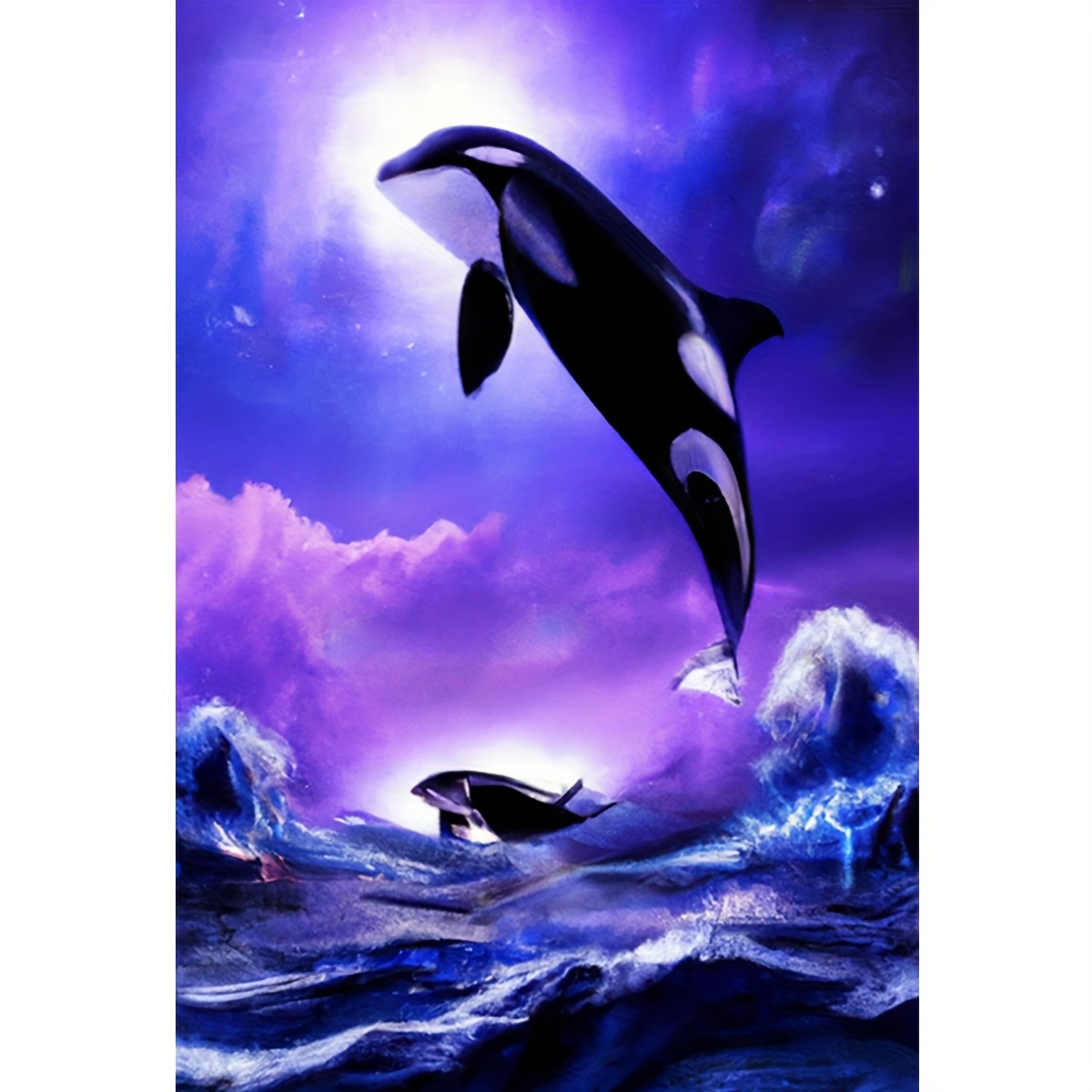 

1pc Tiger Whale Pattern Rhinestone Painting Set, Diy 5d Acrylic Full Round Rhinestone Inlaid Painting Mosaic Craft, Handmade Set, Holiday Gifts, Perfect Frameless (20x30cm/7.87x11.8inch)