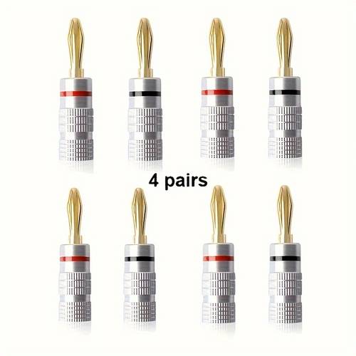 4mm 0 158in six page type banana plugs made of pure copper with golden plating featuring an aluminum alloy shell designed for speaker wire terminals