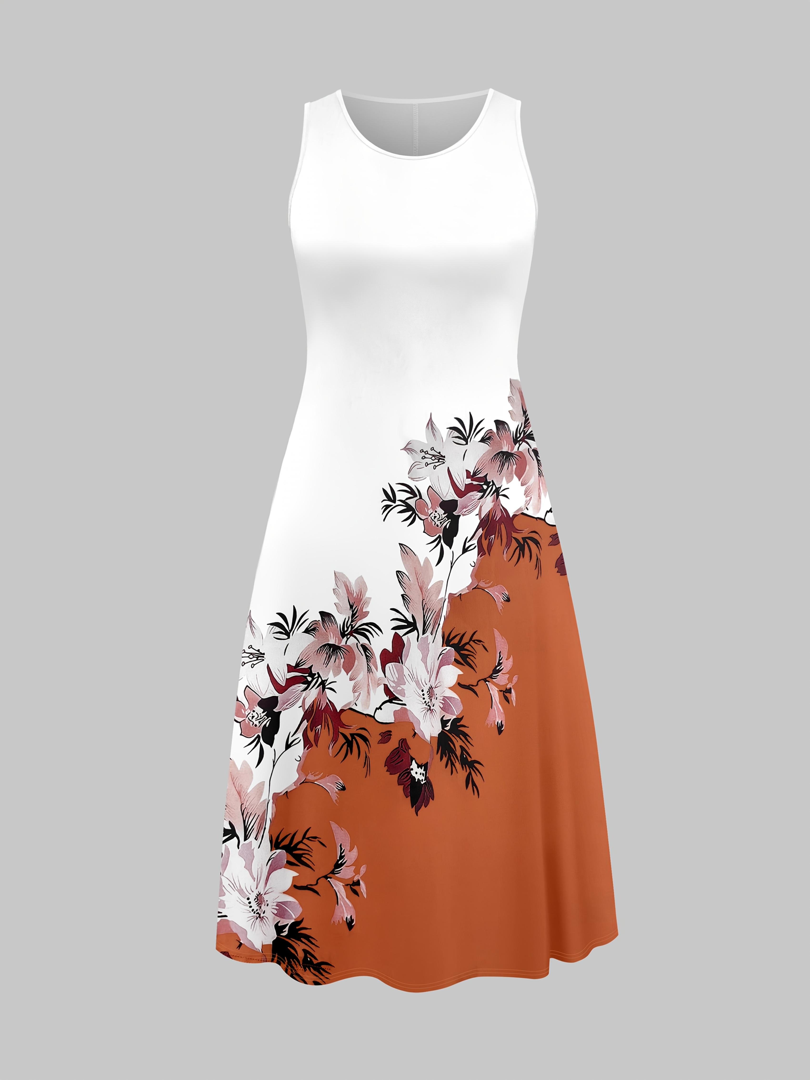 Fashion Women's solid color small cardigan and floral print patchwork dress two-piece set