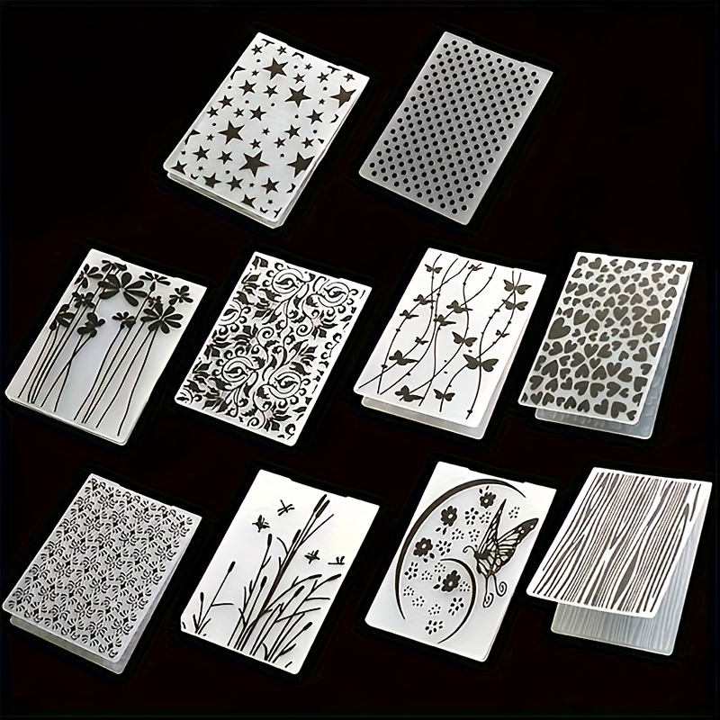 

5/10pcs Embossing Folder Set, Plastic Craft Templates For Card Making, Diy Scrapbooking Album Decor, Plant & Geometric Patterns, Embossing Tools For Paper Crafting