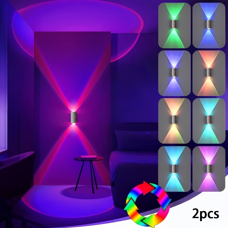 TEMU 1/2/4pcs Led Indoor Motion Sensor Lights, Rgb Ambient Color Changing Lighting, Automatic Sensing, Wall Lights, Usb Charging, Suitable For