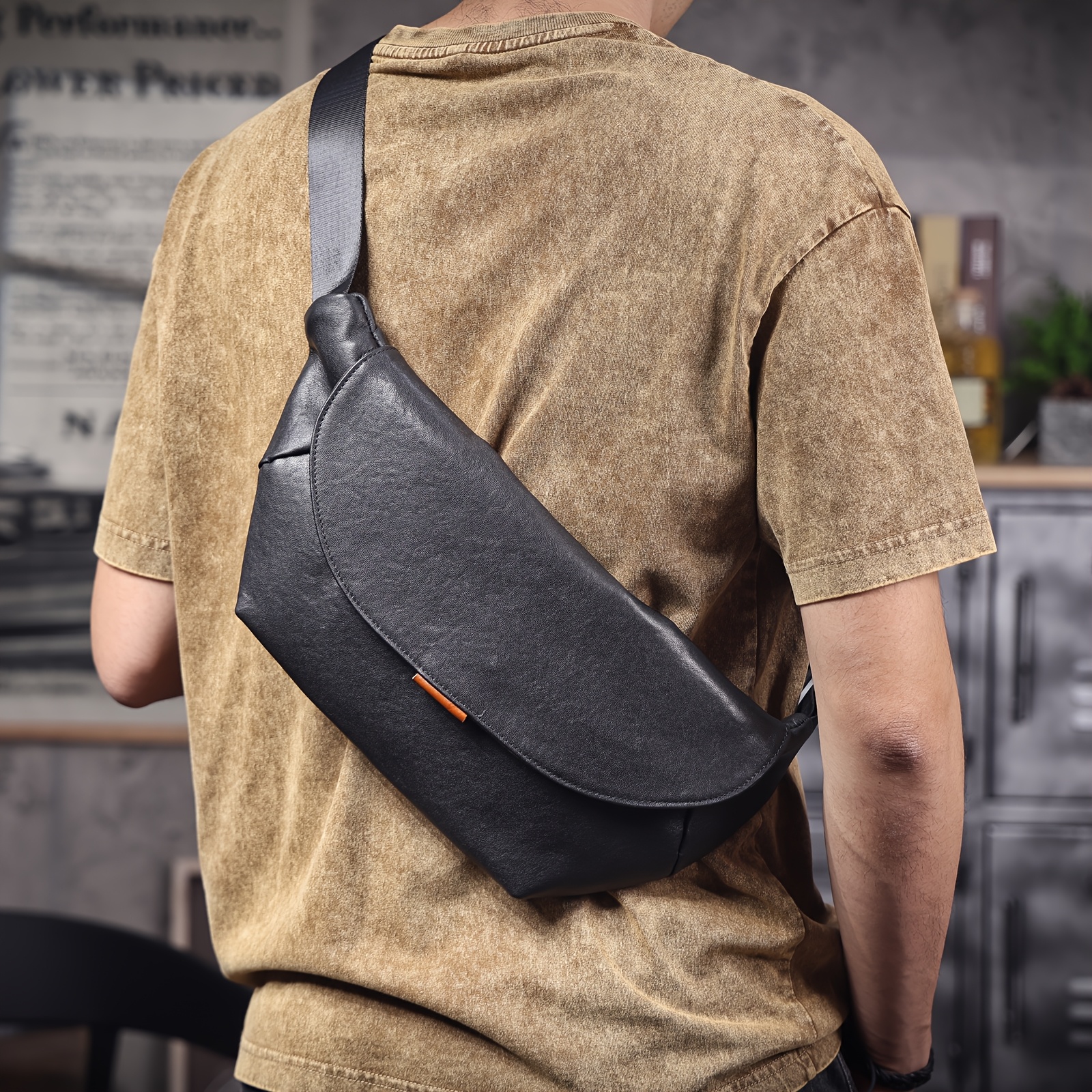 Mini PU Leather Crossbody Messenger Bag Men