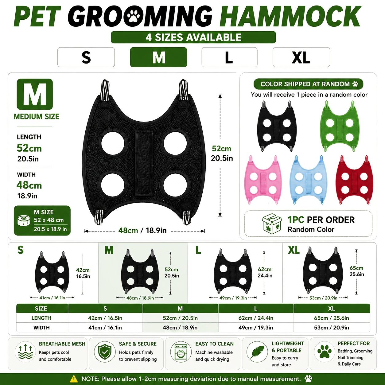 TEMU Pet Bathing Hammock, Cat And Dog Grooming Restraint Bag, Breathable Mesh Fabric Design, Bathing, Grooming, And Nail Clipping Care Aid Tool, 1pc,