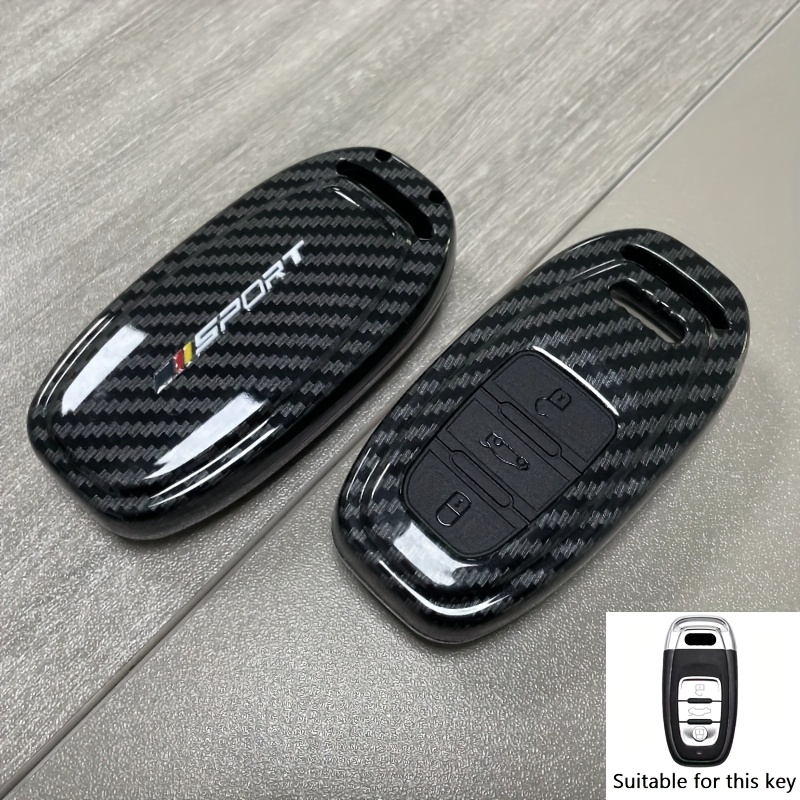 Abs Material Car Key Case For A1 A3 A4 A5 A6 A7 A8 , Protective Car Key Cover Fob Shell For Q3 Q5 Q7, Carbon Fiber Pattern With