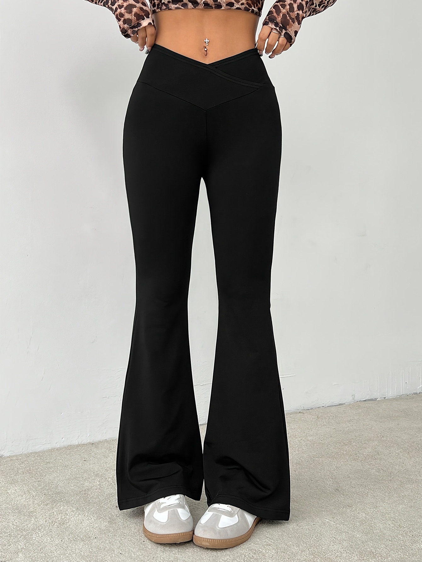 bell bottom pants black sold on Temu United States