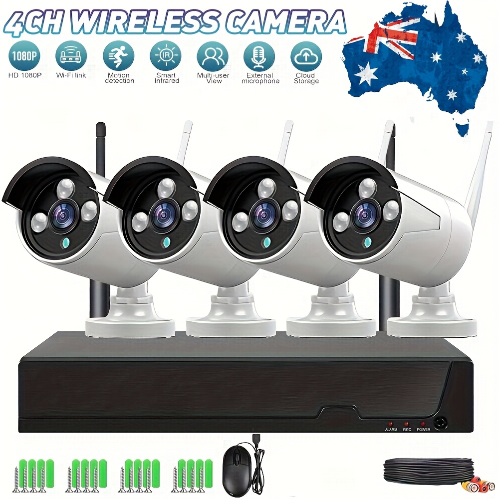 TEMU Wireless Security Camera System, Security Camera System Wireless, 4pcs Wifi Security Cameras, With Audio 4ch 3mp Night Cameras Home Surveillance
