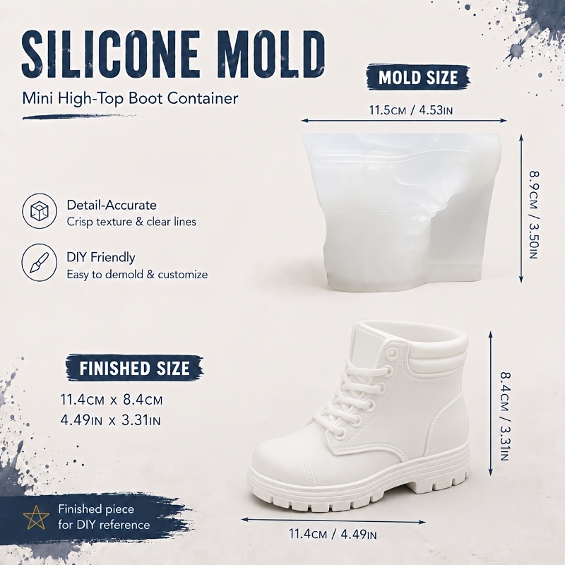 TEMU Moule en silicone de botte pour coulée de résine et bricolage - Moule pot chaussure avec botte irrégulière pour porte-stylos, organisateurs de
