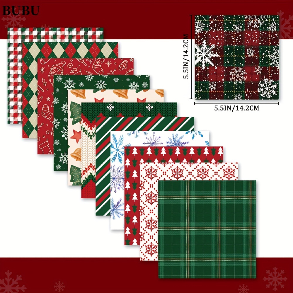 

Bubu 1pc Clipbook Paper Mat 5.5 "x5.5", 24 Christmas Cutting Supplies Set, 100gsm Single-sided Pattern Paper, Designer Planning Paper, Craft Paper, Card Making Supplies, 12 Different Decors