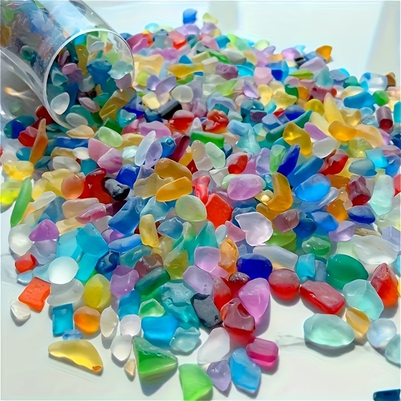 210g 7 4oz multicolor sea glass chips fusible low   for diy crafts sea glass vase fillers aquarium decor jewelry making for home decorations compatible with wax clay projects multicolored   diy craft materials