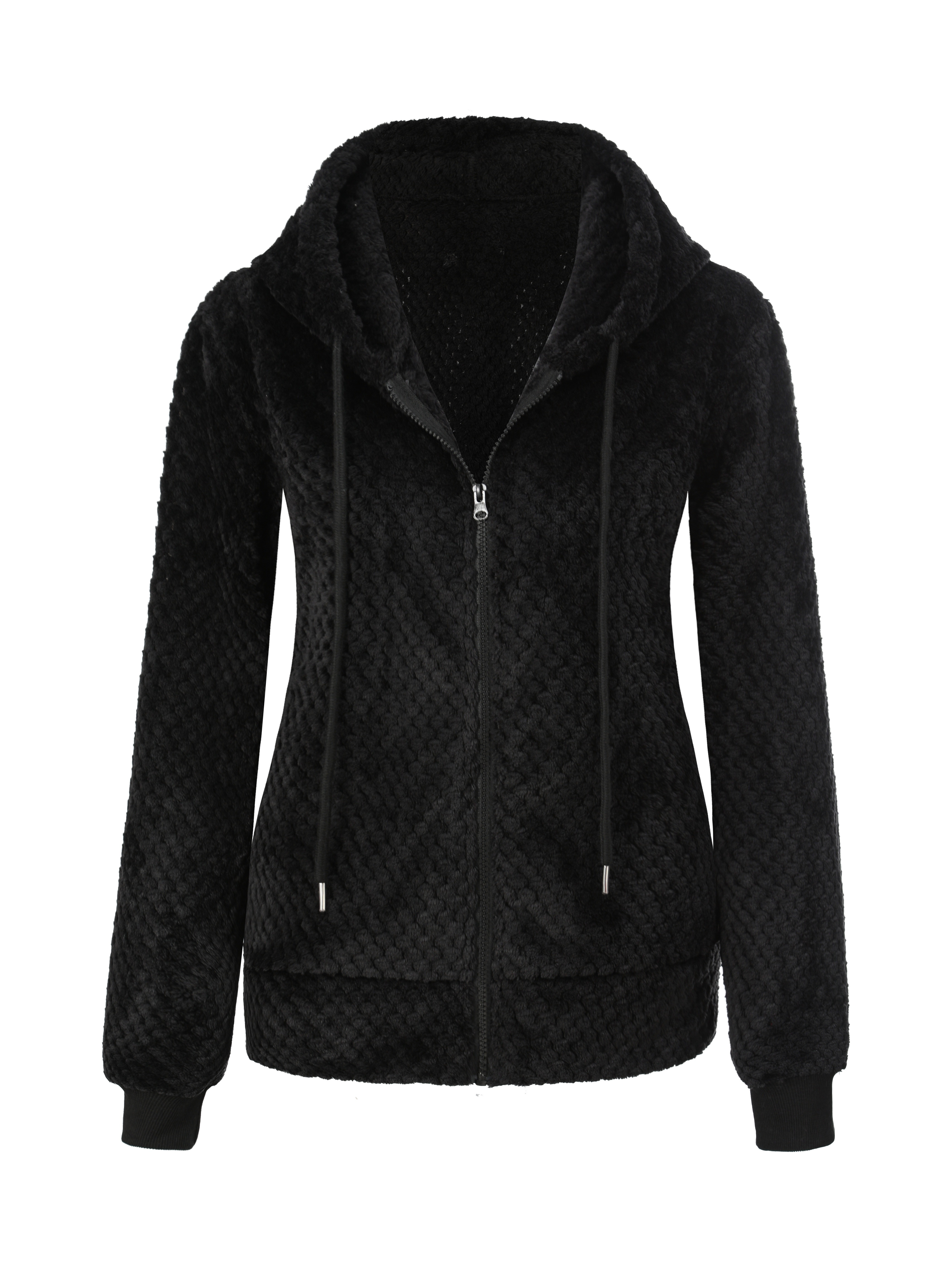 damen cozy rot fleece kapuzenjacke langarm reißverschluss Temu