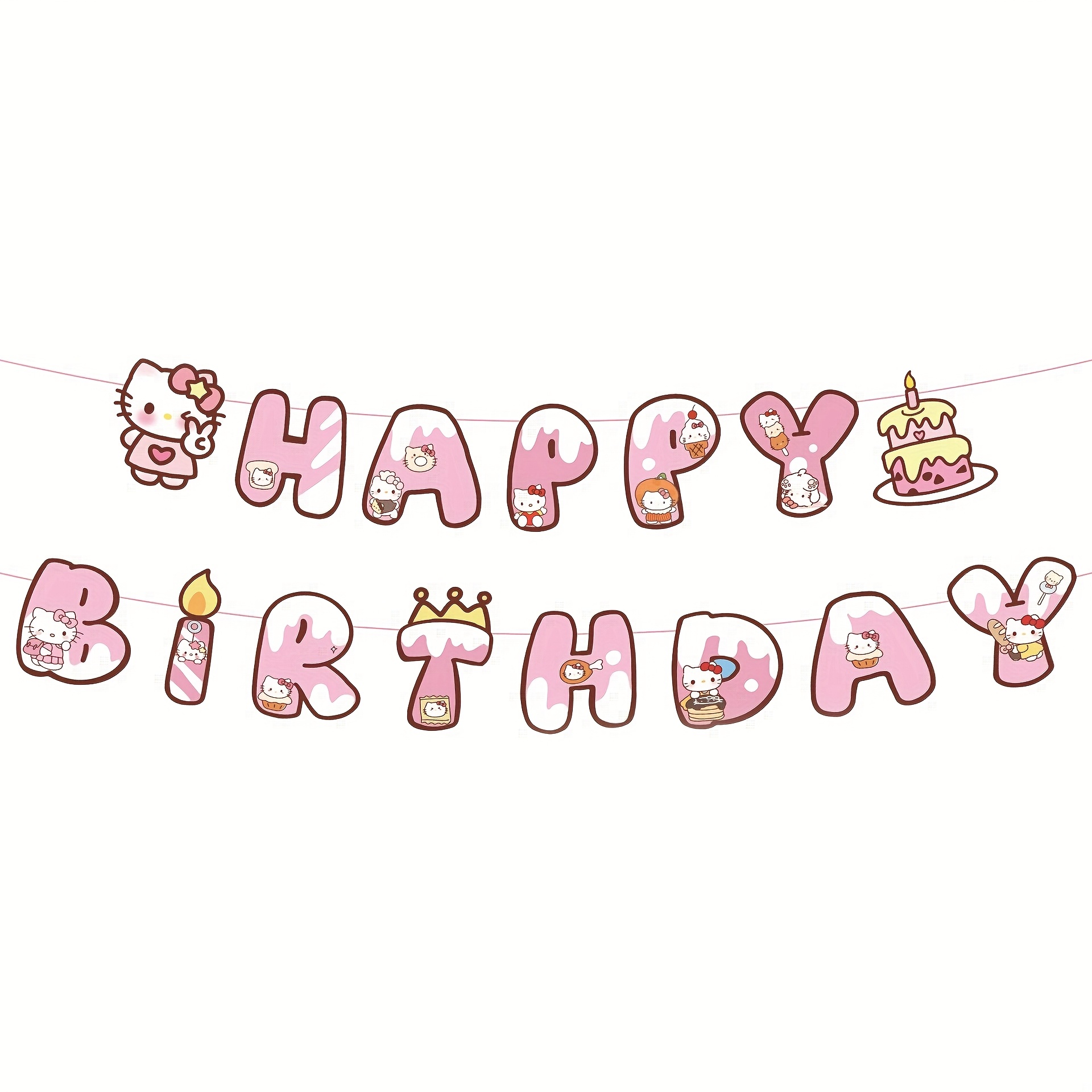 1 Set Of Cartoon Pink Hello Kitty Cat Birthday Party Decoration Banner Set, Event Party Banner Decoration, Suitable For Birthday Parties