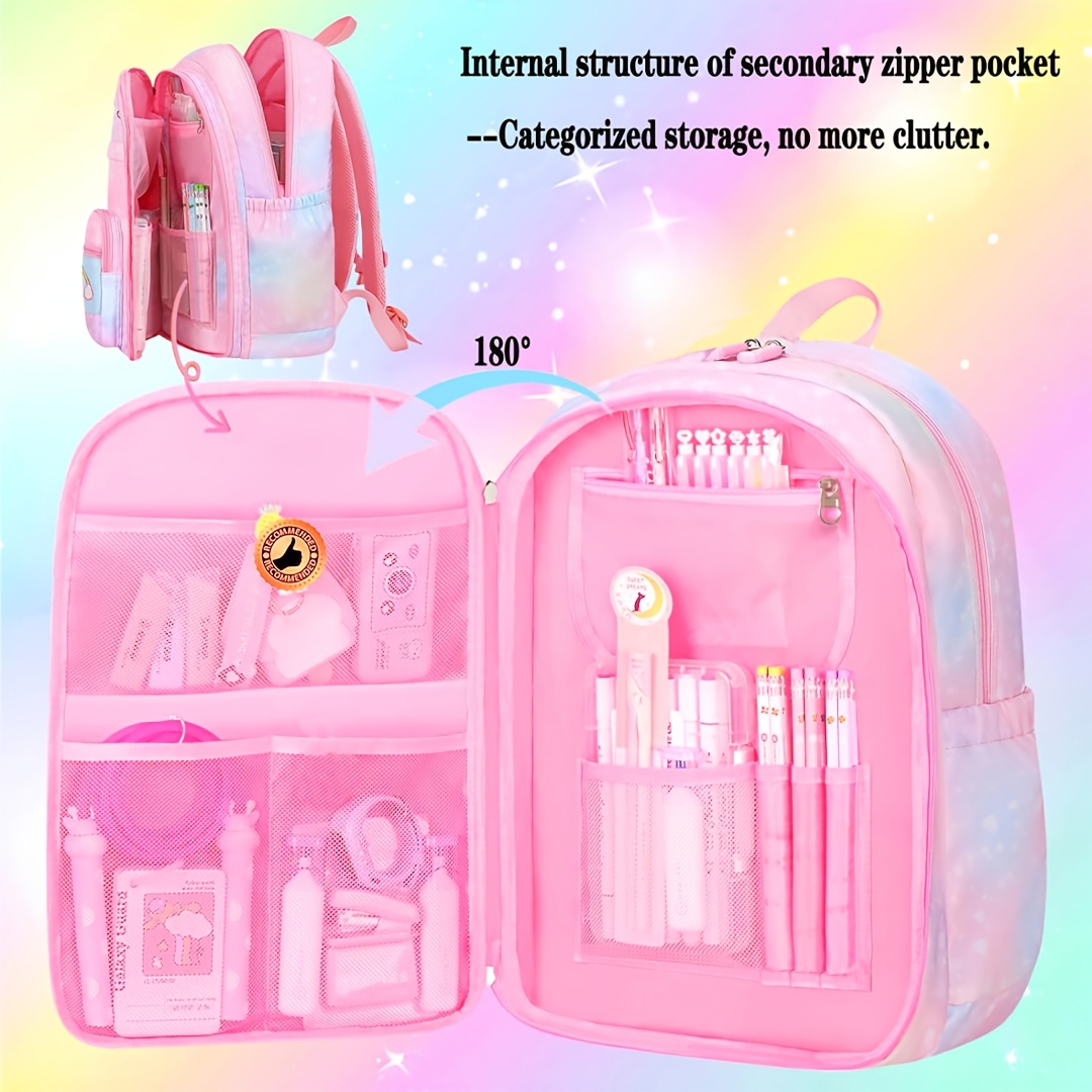 3pcs girls backpack lunch box bag set multi pocket school Temu