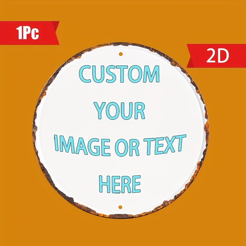 TEMU 1 Custom Iron Round Sign - Personalized With Rusty Border Customize Your Text/image/logo, Multipurpose Tag For Home, Garden, Kitchen, Bar, Cafe,