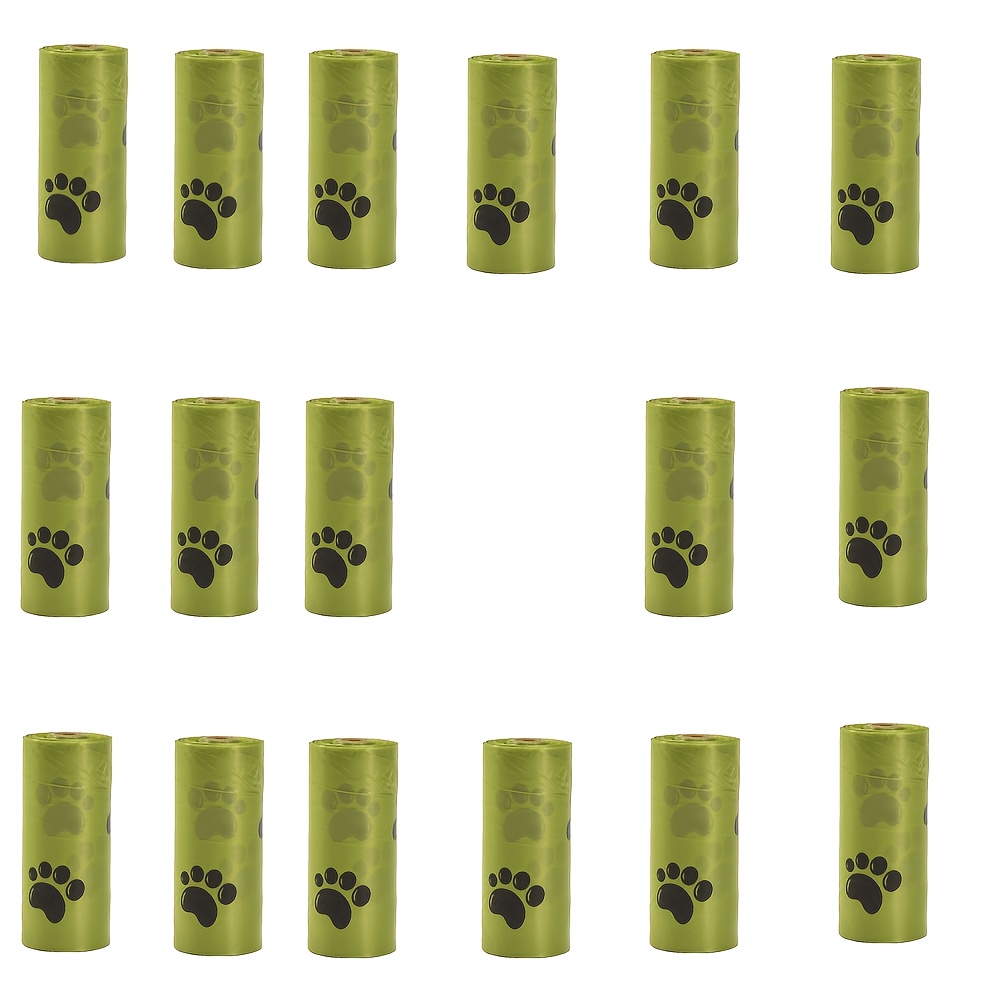 TEMU 340pcs/17 Rolls Leak-proof Dog Waste Bags With Paw Print Design, Durable Plastic Poop Bags For Pet And Outdoor Use