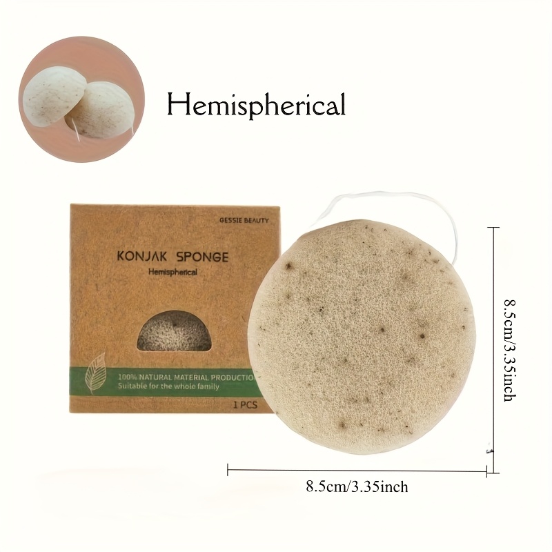Light Beige Konjac Sponge with Hook, Gentle Exfoliating Tool