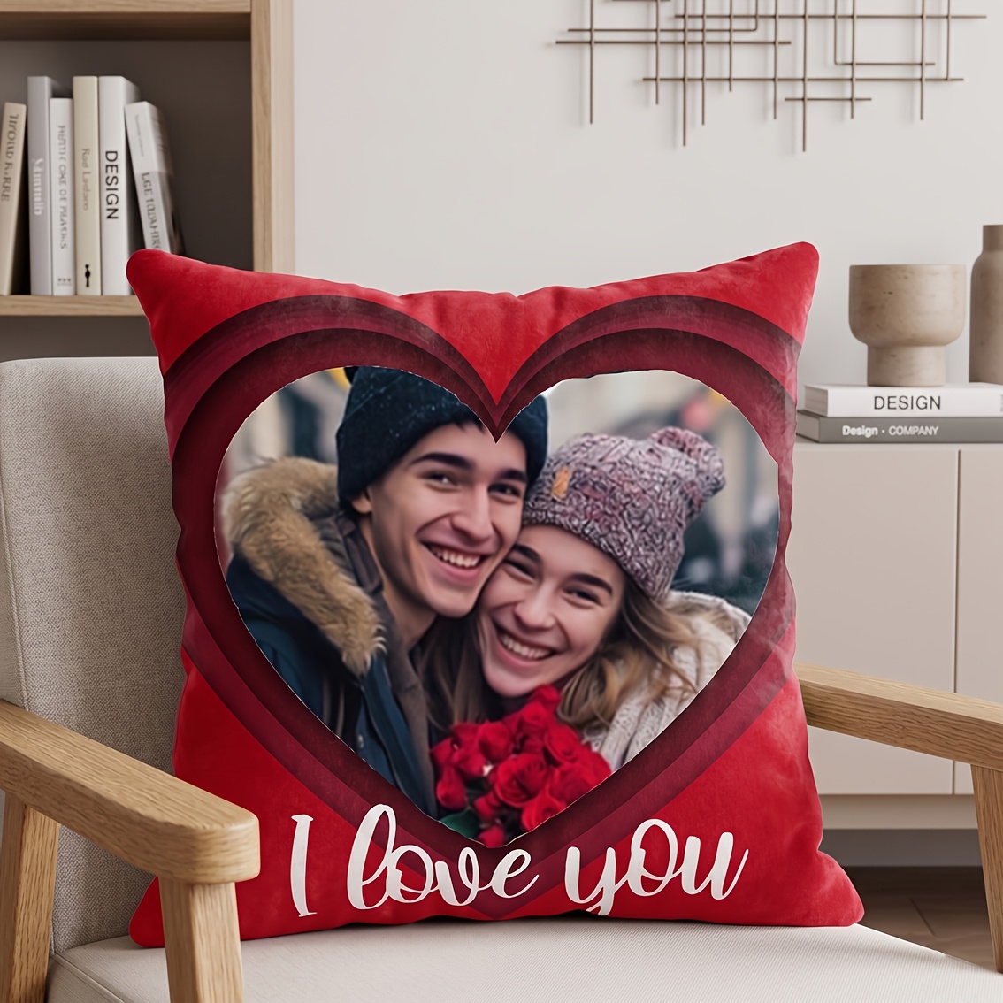 TEMU 1pc Customizable Heart Photo Pillowcase, Personalized Wedding Decoration, Self- For Your Graduation Season, Anniversaries, Birthdays,