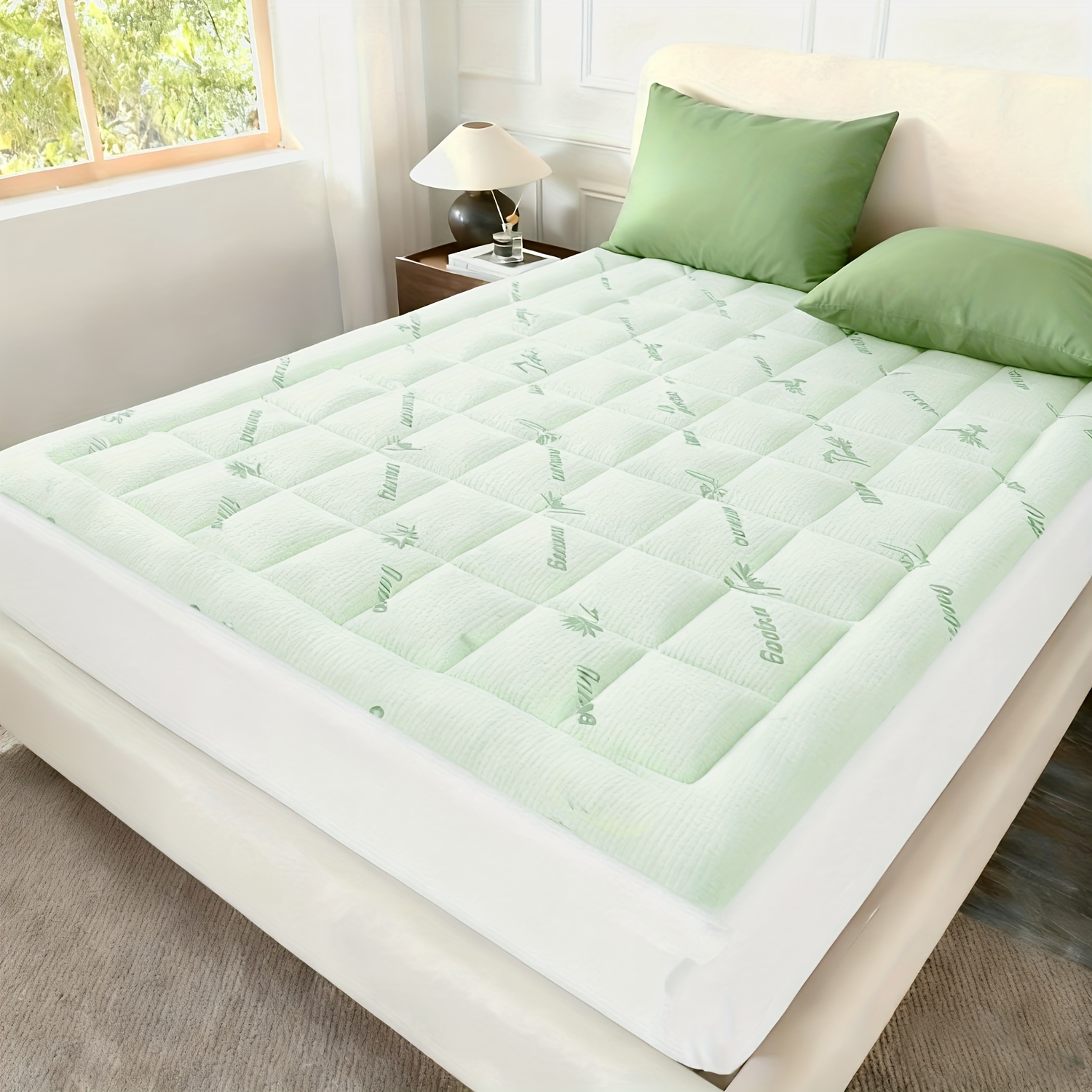 TEMU Cooling Topper, Thick Down Alternative Fill Washable, Soft Mattress Pad, Bed Mattress Topper With 8-21" Deep Pocket