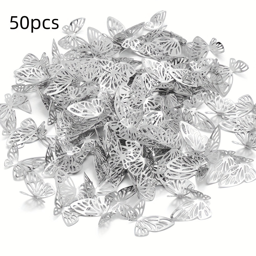 TEMU 50 Pcs Pack, Iron Lattice Butterfly Charms For Diy Jewelry Making - Artistic Crafts & Accessories