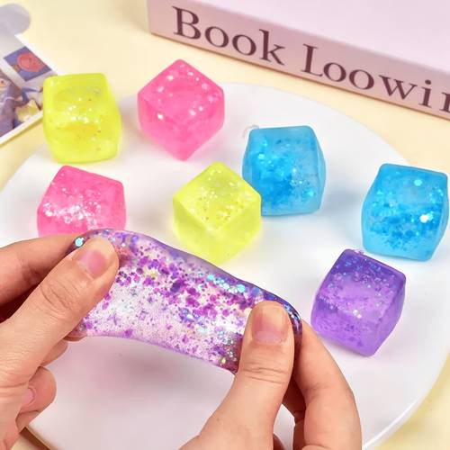 2 3 4pcs 3cm random golden powder cubes venting and playing fun suitable for class rewards holiday gifts and daily decompression party gifts slow rebound tabletop toys birthday gifts halloween christmas easter gift bag fillers