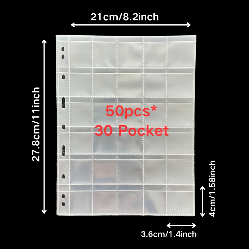 TEMU Neu aufgerüstete 50 Blätter x 30- Münzenhalter-Seiten – Klar, Staubdicht, Langlebig, 9-Loch Ordner-kompatibel für Münzsammeln, Medaillen,