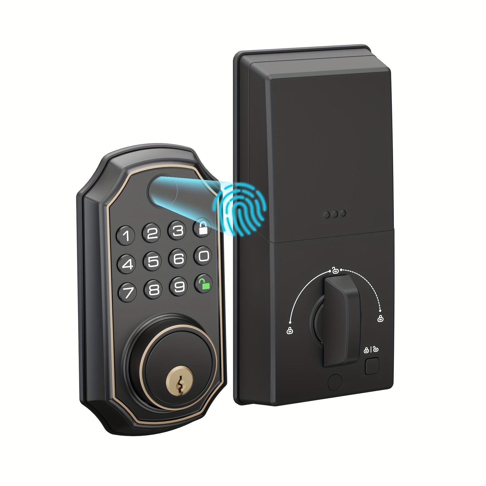 

Fingerprint Deadbolt Door Lock - Electronic Keyless Entry, Fingerprint - - 1 , Backlit Keypad - Voice Guidance - Or Disable - Long battery life - And Program - Oil Rubbed Bronze