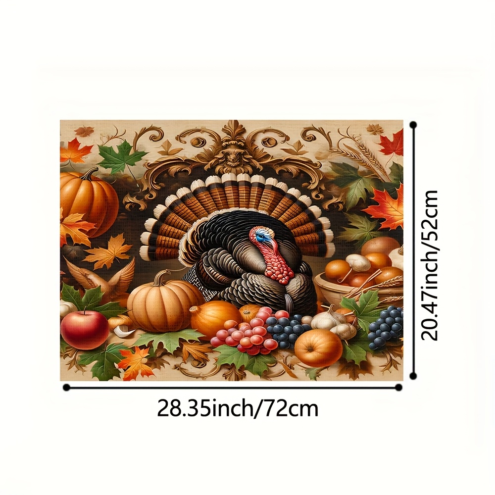 TEMU [stove Top Cover] Induction Cooker Protective Pad Thanksgiving Turkey And Harvest Themed Heat Resistant Mat For Kitchen Countertop Protection