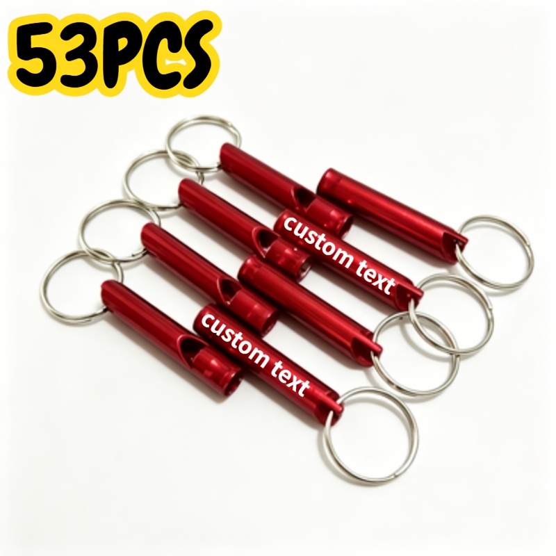 53pcs Custom Engraved Survival Whistle Keychains Set