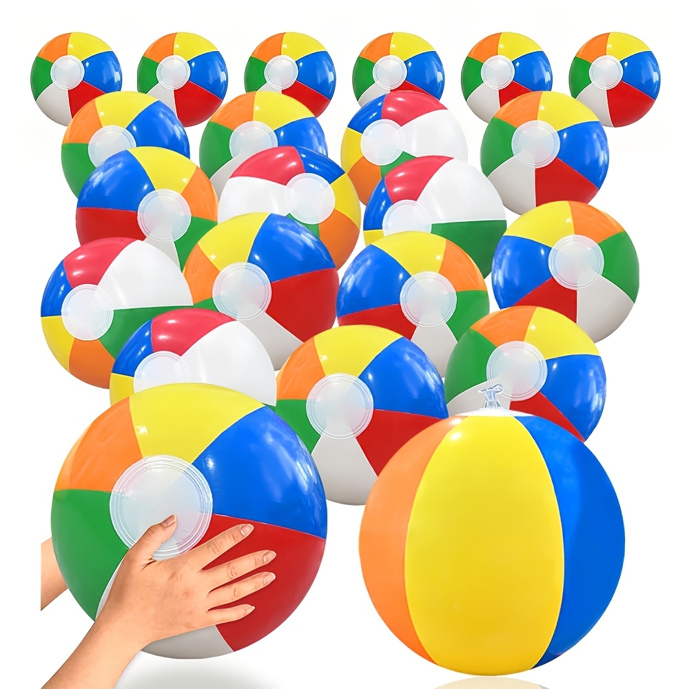 Image of 10pcs Inflatable Beach Balls, Six-color Set, Hawaiian Seaside Water Play Balls, Pool Party Toy Balls, Carnival Gift, Inflatable Balls