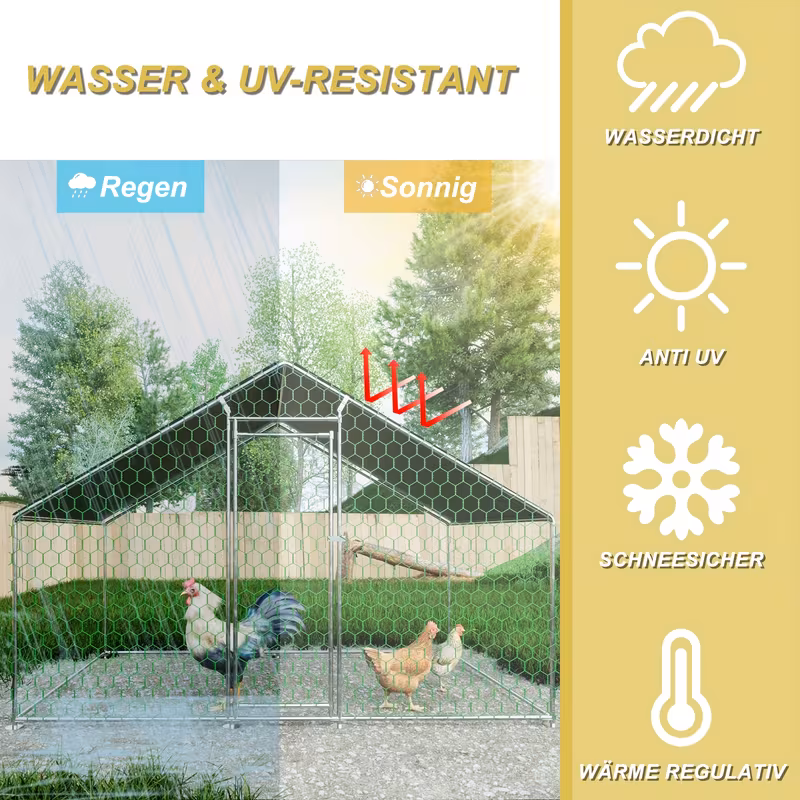 fence chicken coop 3x2x2m with safety lock and waterproof pe cloth range fence of metal and suitable for chickens rabbits and other small animals 7