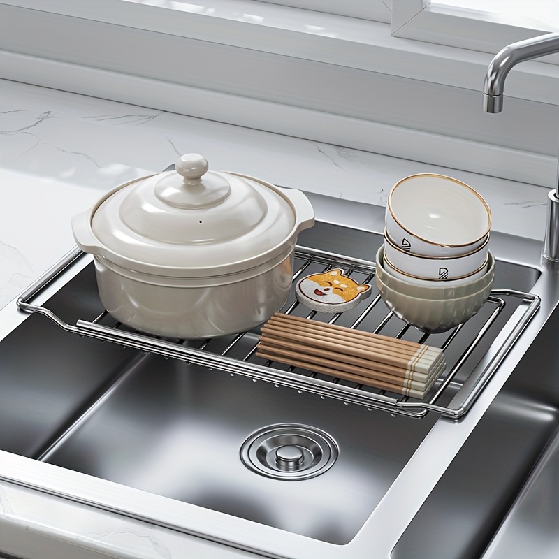 Scolapiatti Espandibile Sakugi Da Lavello E Piano Cucina | Acciaio Inox Con Portaposate E Drenaggio
