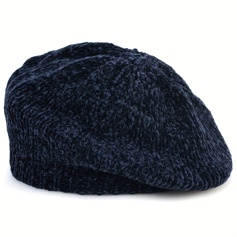TEMU 1pc Fashionable Autumn/winter Chenille Women's Beret Hat, Solid Color, Multiple Colors Available, Cold-proof Hat, Suitable For Daily Use