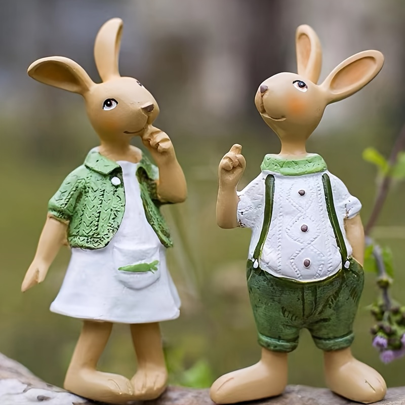 E-shop Sammelfiguren, 2-teiliges Set von Niedlichen Kaninchenfiguren - Aus Harz Gefertigt, Ideal für - & Gartendekoration, Tischdekoration
