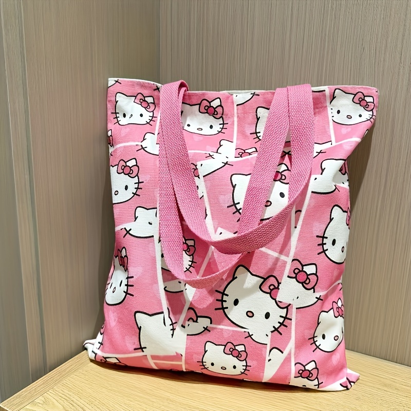

Hello Kitty Tote Bag, Kawaii Canvas Shoulder Bag, Cute Cartoon Anime Shopping Bag