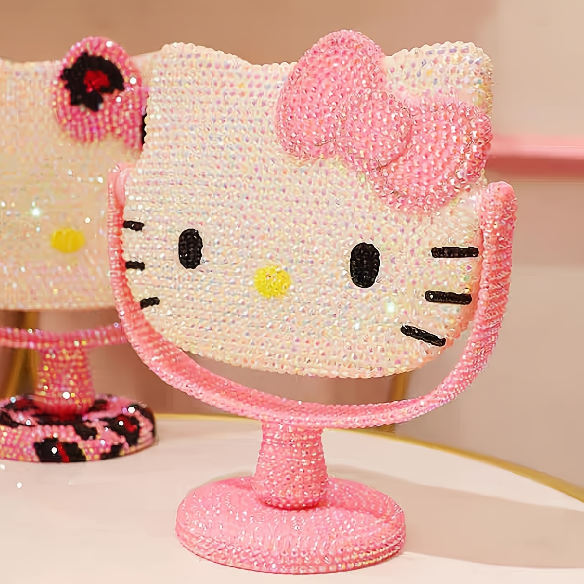 

Sanrio Hello Kitty 3d Diy Rotating Makeup Mirror, Plastic, No Electricity Needed, Ideal For Bridal Shower, Birthday, Anniversary, Graduation, Christmas, Hanukkah, New Year, Valentine's Day Gifts