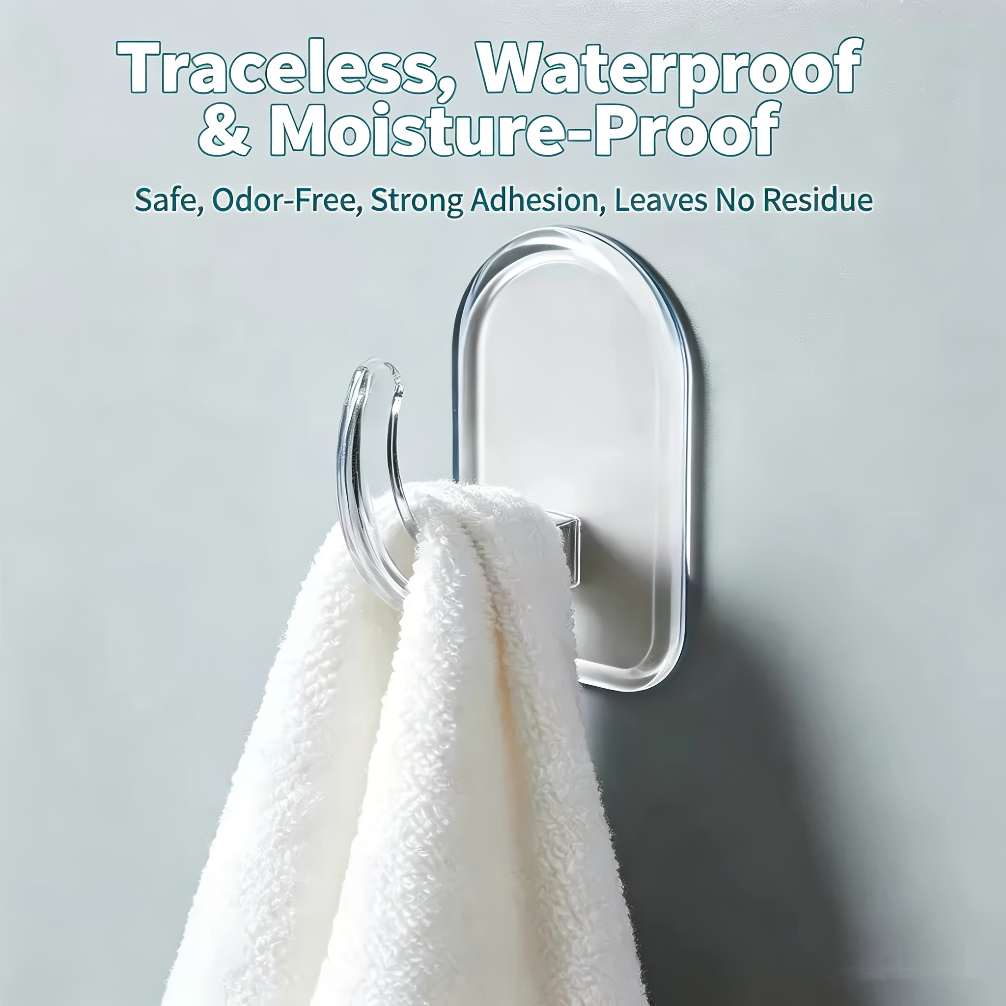 TEMU 8pcs Crochets Adhésifs Transparents Trace, Crochets Collants en Plastique Fort, Crochets Cornes Adhésifs de Salle de Bain Perçage, Cintres,
