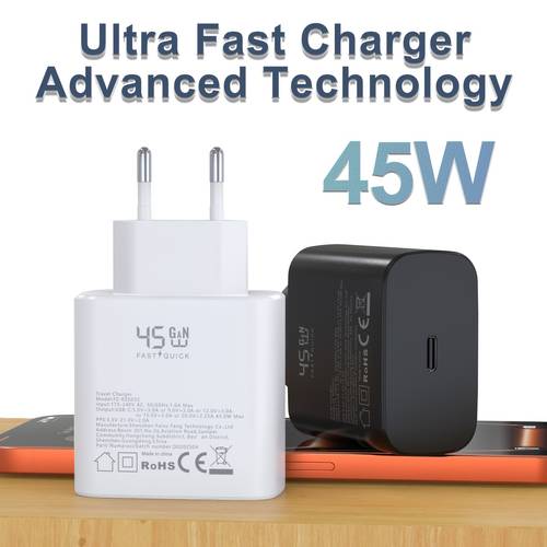 usb-c-ladeadapter pd schnellladegerät 45w typ c – kompatibel mit for samsung/ /xiaomi handy-ladegeräten, laptop-ladegeräten, uhren, kopfhörern anderen geräten – schnellladeadapter