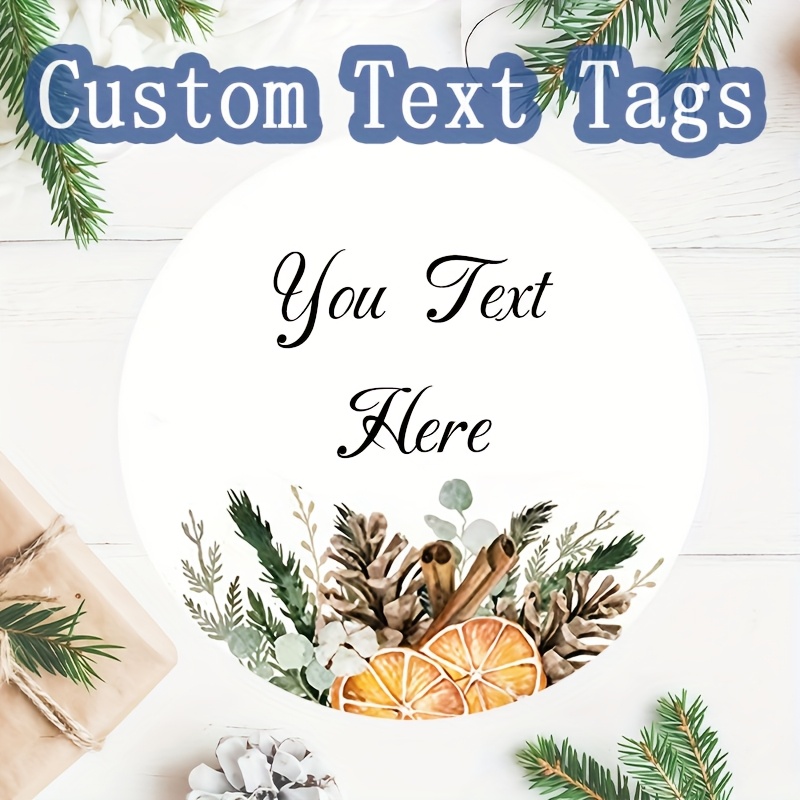 TEMU Custom Personalized Round Stickers Featuring Designs With Pine Cones, Oranges, And Branches, Party Favors, Event Souvenirs, Autumn-themed