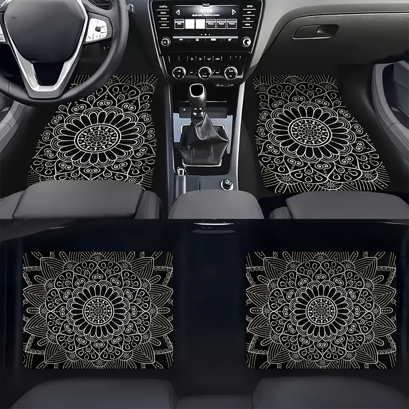 

4pcs Mandala Print Car Floor Mat, Full Set Of Non-slip Carpet, Front And Rear Carpet, Suitable For All Weather Car Accessories