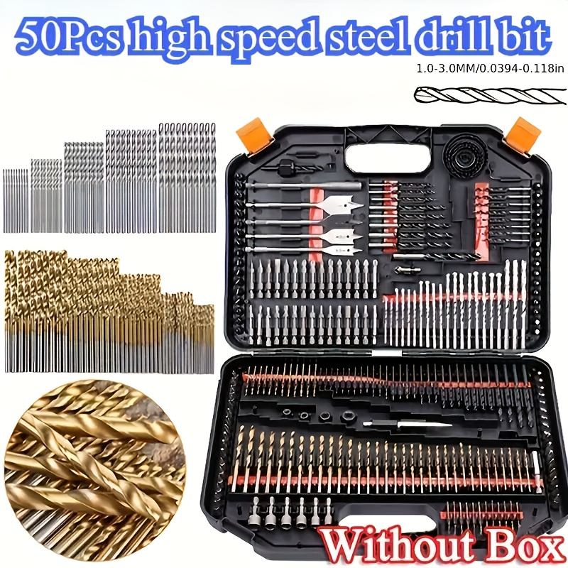 50pcs titanium coated hss drill bit set 3mm heavy duty Temu