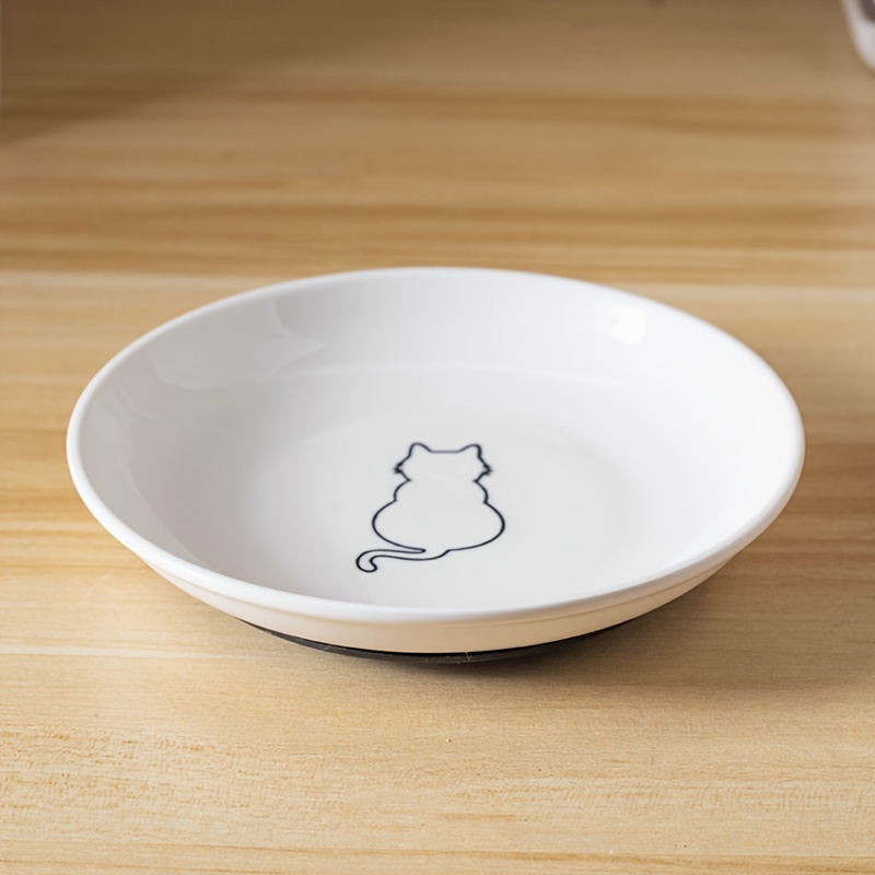 1pc Anti-slip Ceramic Cat Dish Pet Cat Bowl Cat Food Snack Can Dish Cat Food Plate