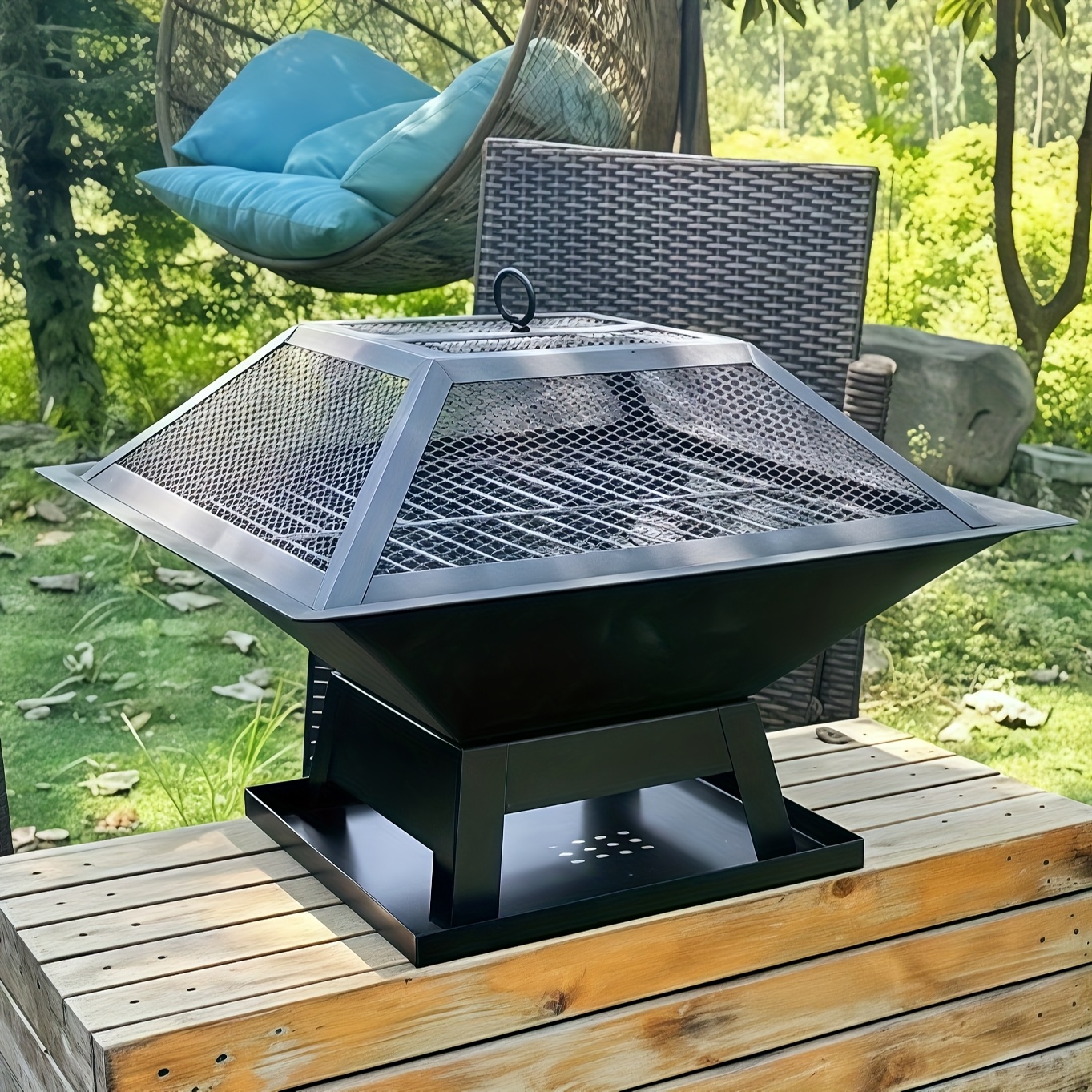 TEMU /19/22/38-inch Heavy-duty Grill, With A , Fire Poker, And Built-in Ice Bucket Storage. Outdoor Charcoal Heating And Grilling Stove, Suitable For